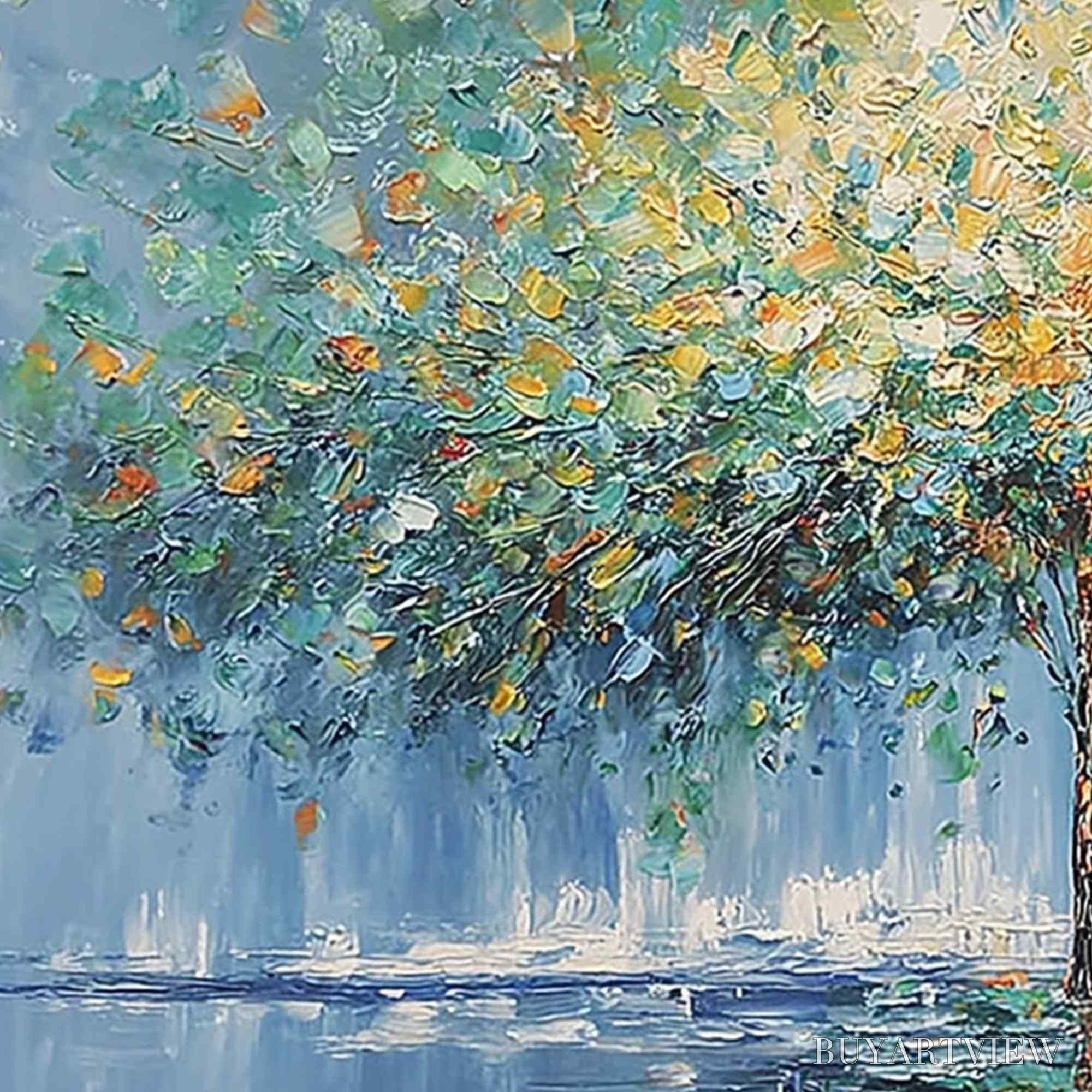 ARTOVITAS Harmony in Transition – Colorful Palette Knife Tree Landscape Oil Painting - image 3