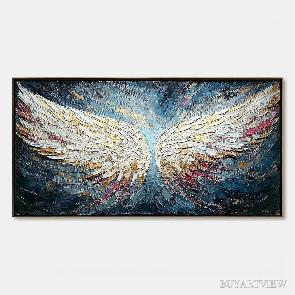 ARTOVITAS Celestial Ascent – Heavily Textured Abstract Angel Wings Oil Painting - image 1