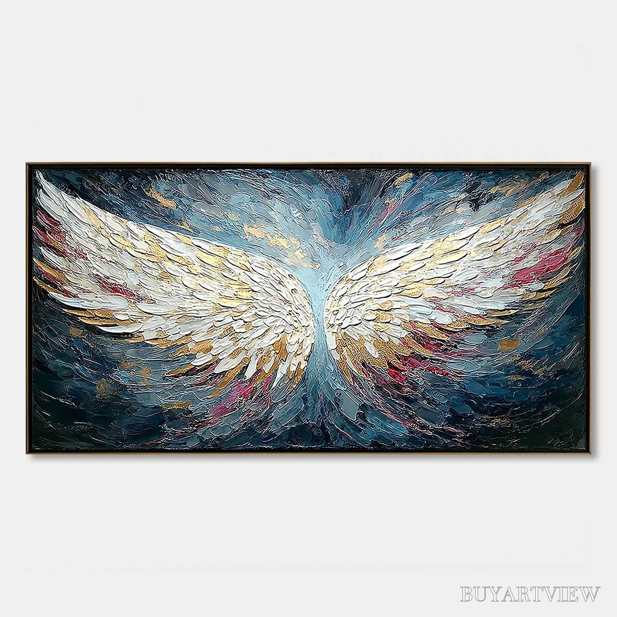 ARTOVITAS Celestial Ascent – Heavily Textured Abstract Angel Wings Oil Painting - image 1
