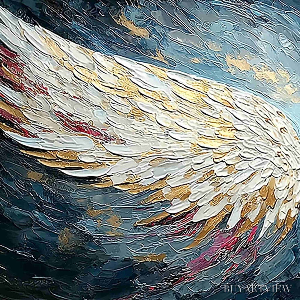 ARTOVITAS Celestial Ascent – Heavily Textured Abstract Angel Wings Oil Painting - image 3