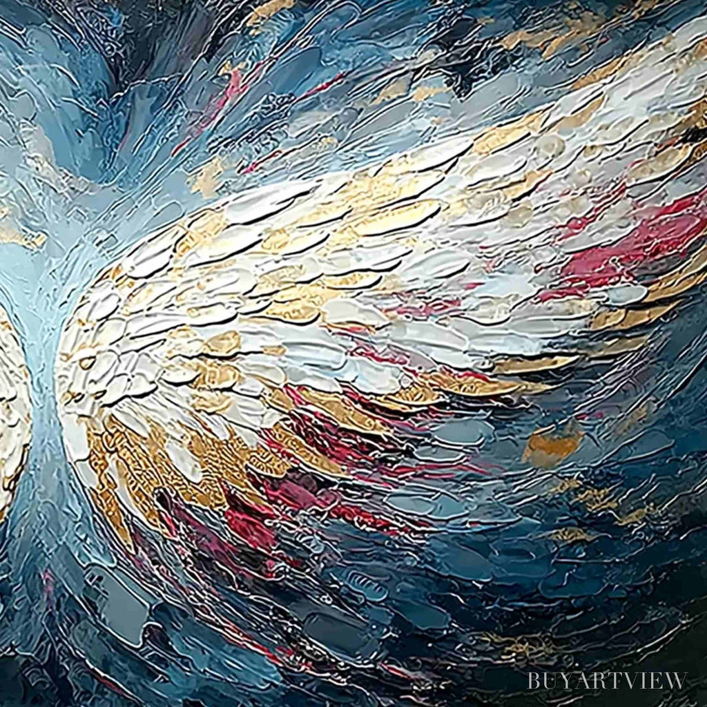 ARTOVITAS Celestial Ascent – Heavily Textured Abstract Angel Wings Oil Painting - image 5