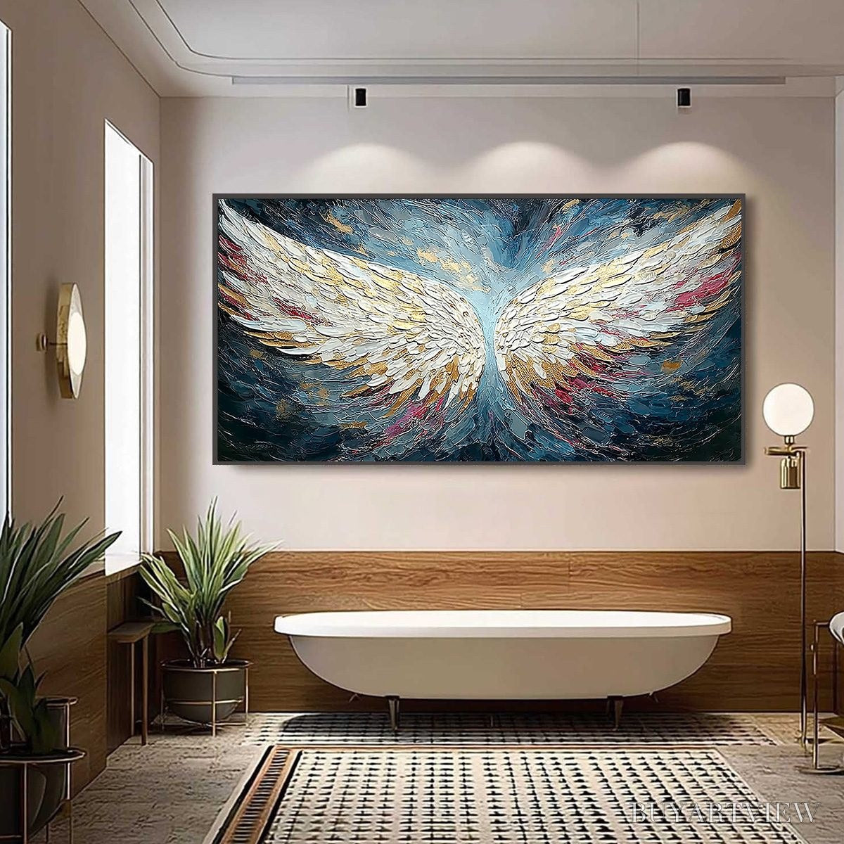 ARTOVITAS Celestial Ascent – Heavily Textured Abstract Angel Wings Oil Painting - image 6
