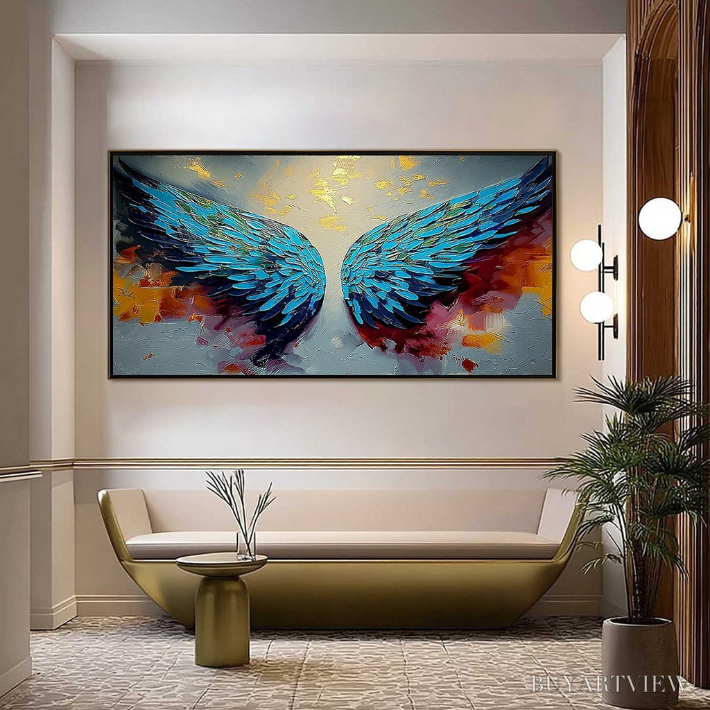 ARTOVITAS Celestial Ascent – Abstract Angel Wings Impasto Oil Painting with Gold Leaf - image 2