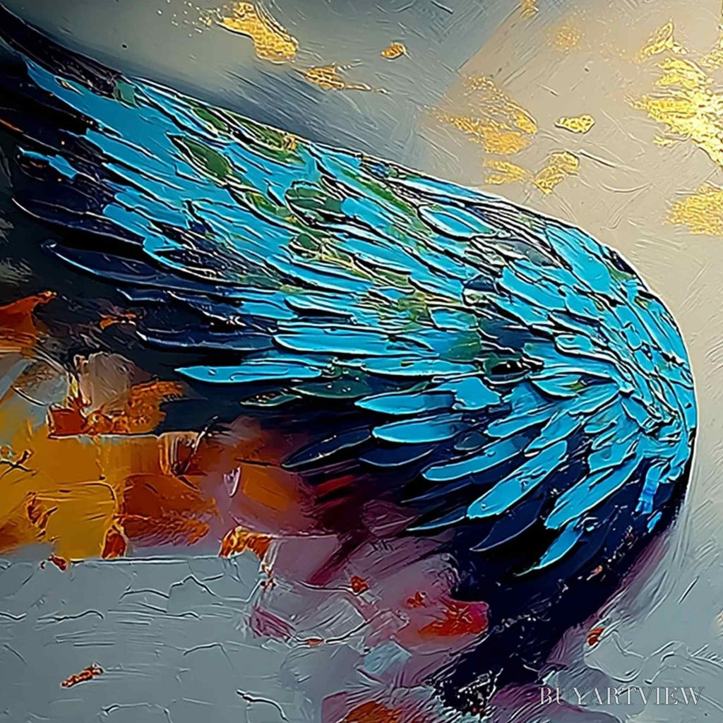 ARTOVITAS Celestial Ascent – Abstract Angel Wings Impasto Oil Painting with Gold Leaf - image 3
