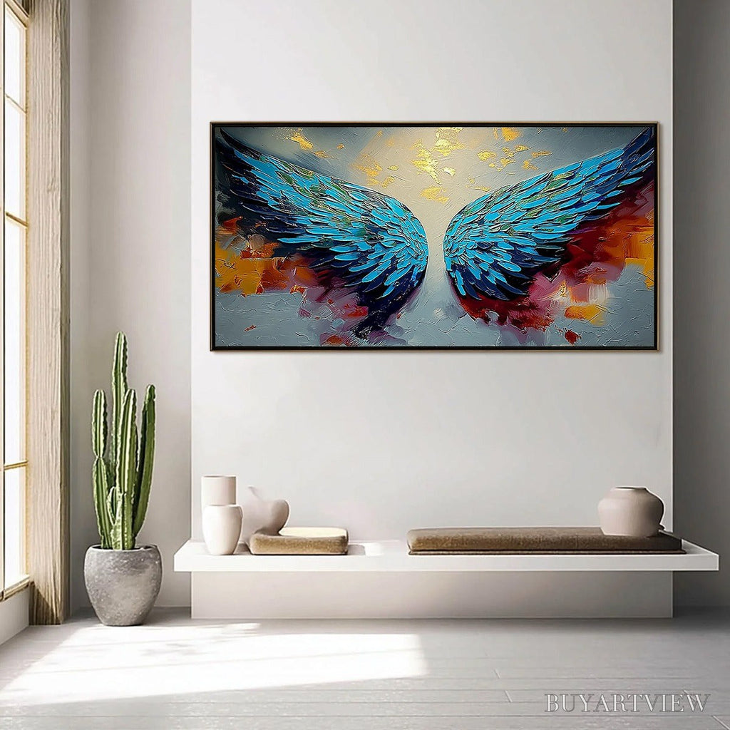 ARTOVITAS Celestial Ascent – Abstract Angel Wings Impasto Oil Painting with Gold Leaf - image 4