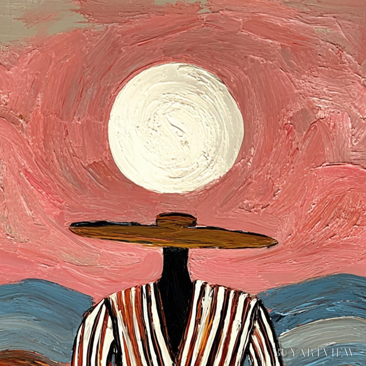 ARTOVITAS Riverbed Solitude – Textured Boho Figurative Portrait Painting on Canvas - image 3