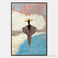 ARTOVITAS Serene Reflection – Textured Figurative Painting of a Person by the Water - image 1