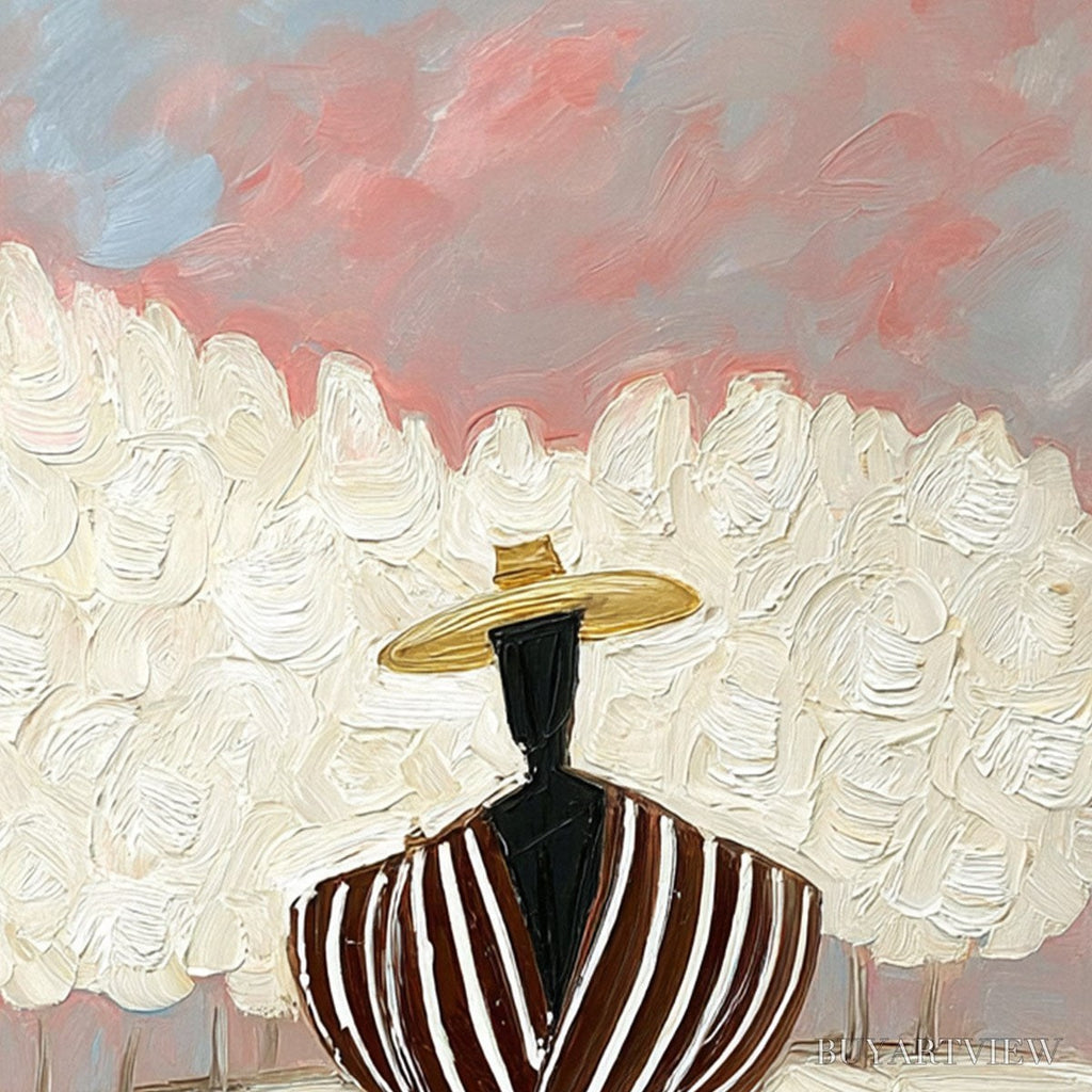 ARTOVITAS Serene Reflection – Textured Figurative Painting of a Person by the Water - image 3