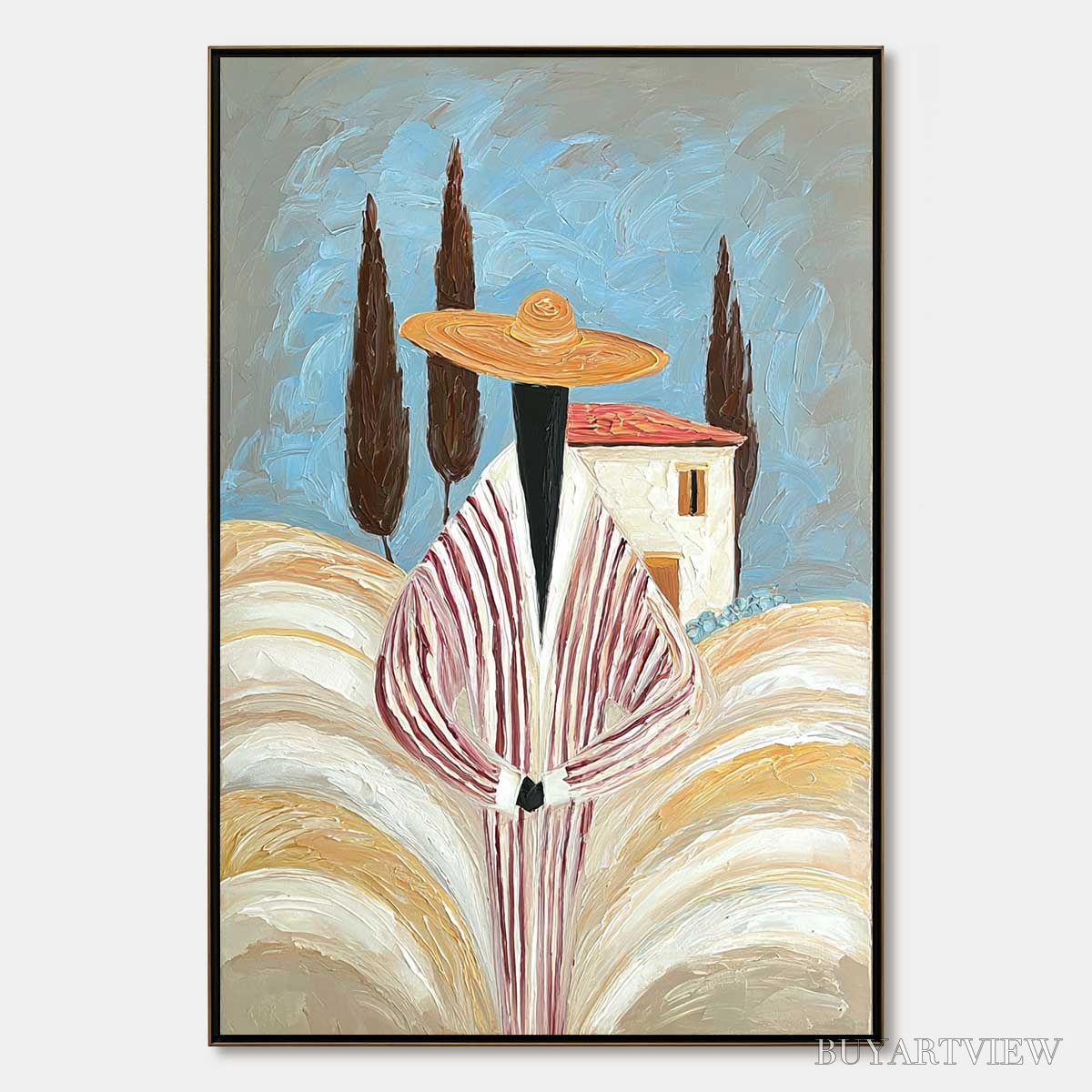 ARTOVITAS Tuscan Reverie – Textured Impasto Painting of a Figure in a Tuscan Landscape - image 1
