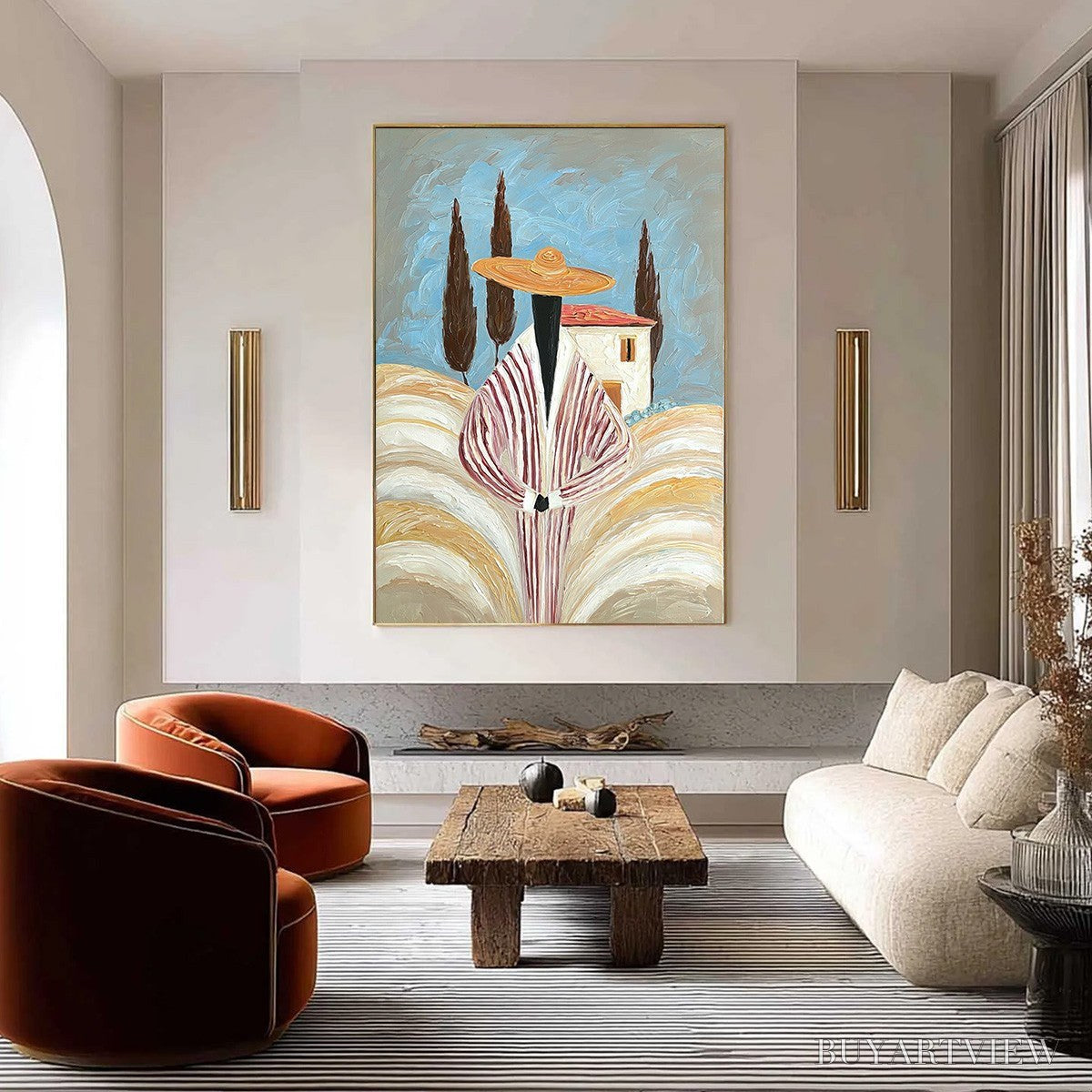 ARTOVITAS Tuscan Reverie – Textured Impasto Painting of a Figure in a Tuscan Landscape - image 2