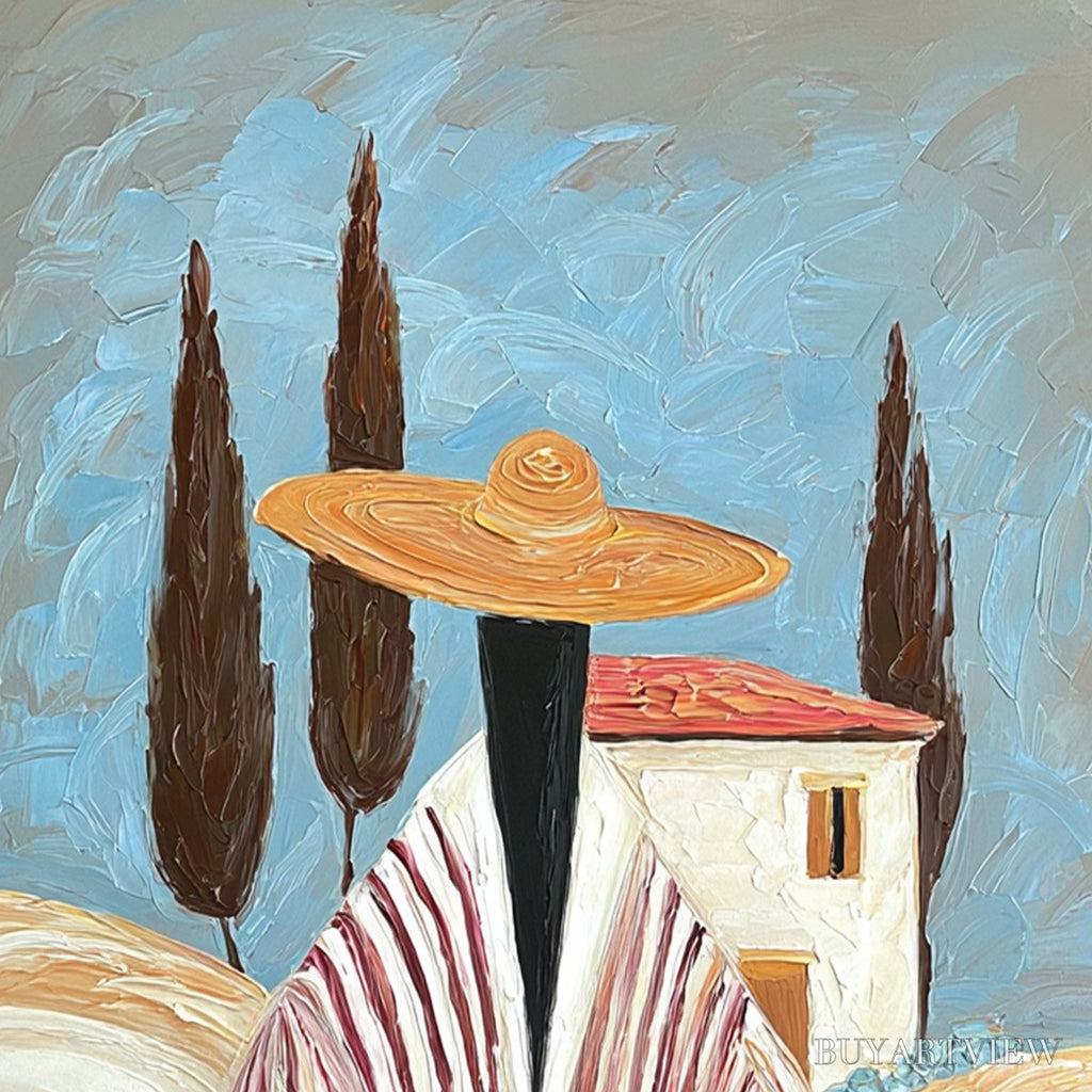 ARTOVITAS Tuscan Reverie – Textured Impasto Painting of a Figure in a Tuscan Landscape - image 3