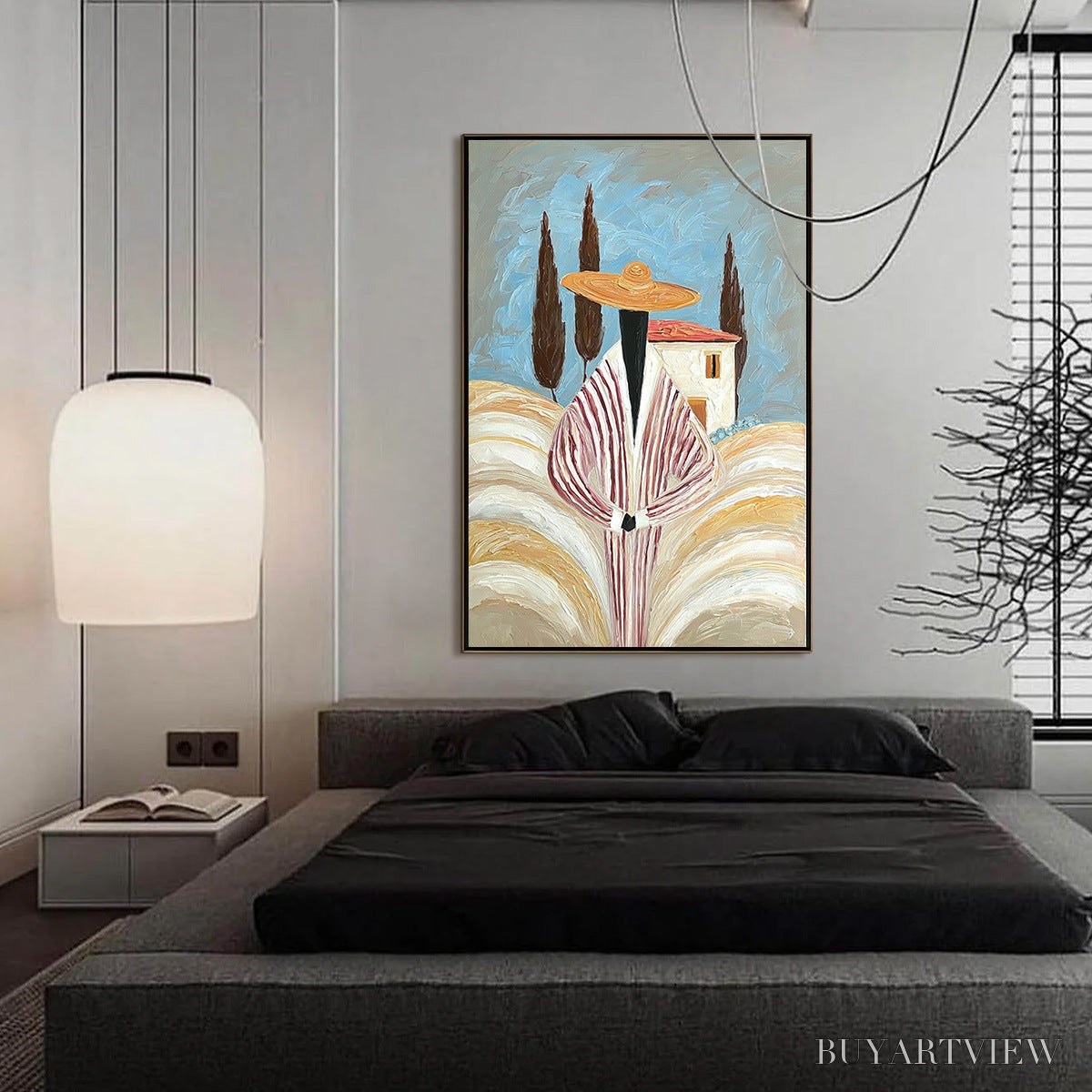 ARTOVITAS Tuscan Reverie – Textured Impasto Painting of a Figure in a Tuscan Landscape - image 4