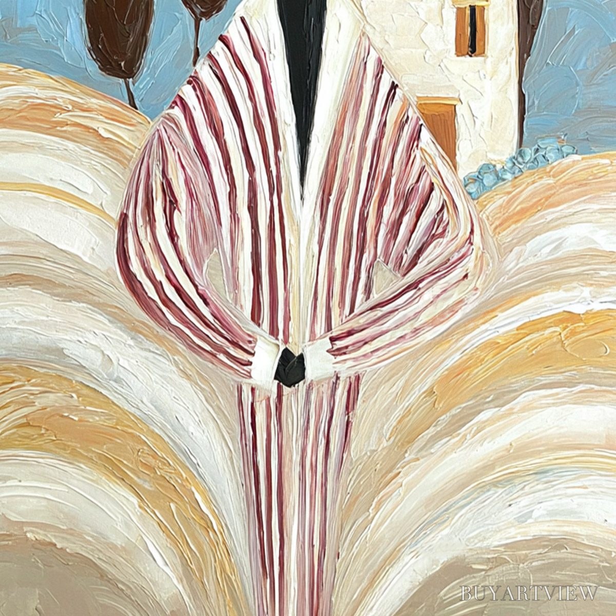 ARTOVITAS Tuscan Reverie – Textured Impasto Painting of a Figure in a Tuscan Landscape - image 5