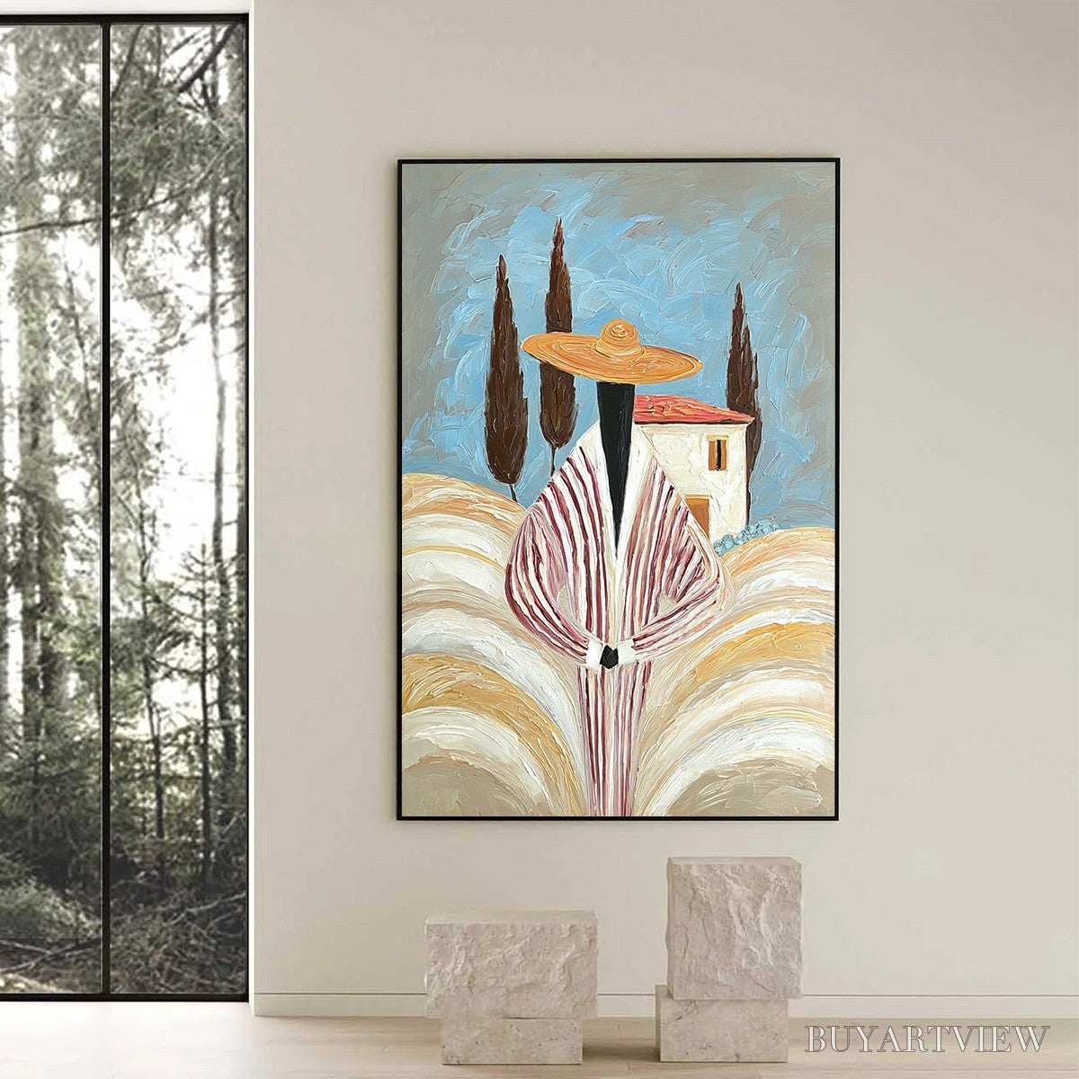 ARTOVITAS Tuscan Reverie – Textured Impasto Painting of a Figure in a Tuscan Landscape - image 6