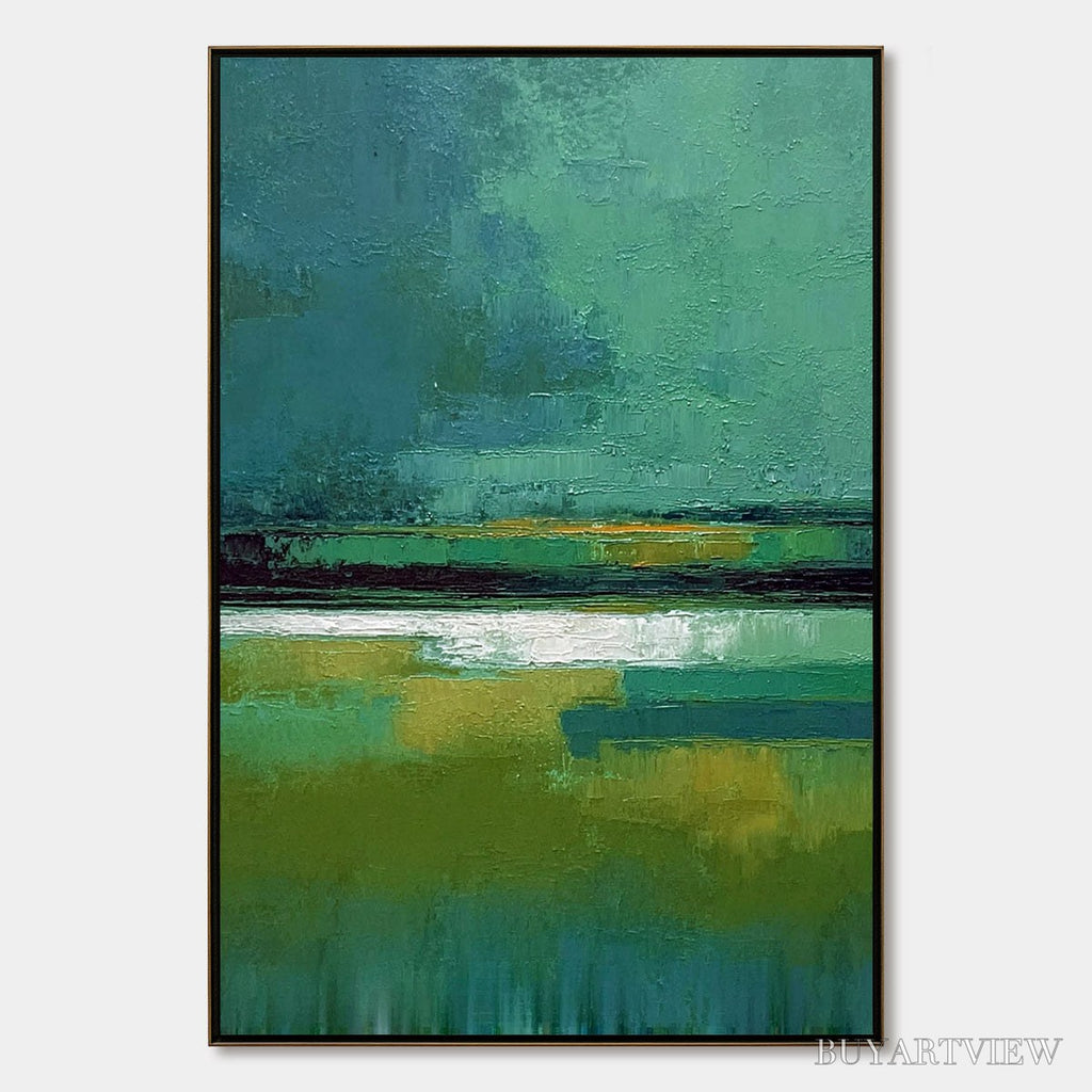 ARTOVITAS Verdant Horizon – Textured Wabi Sabi Abstract Landscape Painting - image 1