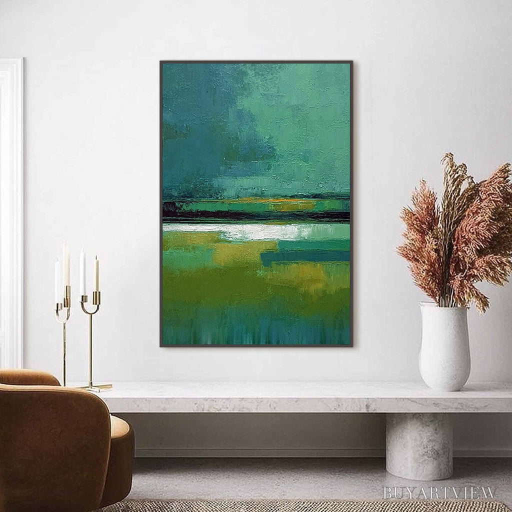 ARTOVITAS Verdant Horizon – Textured Wabi Sabi Abstract Landscape Painting - image 2