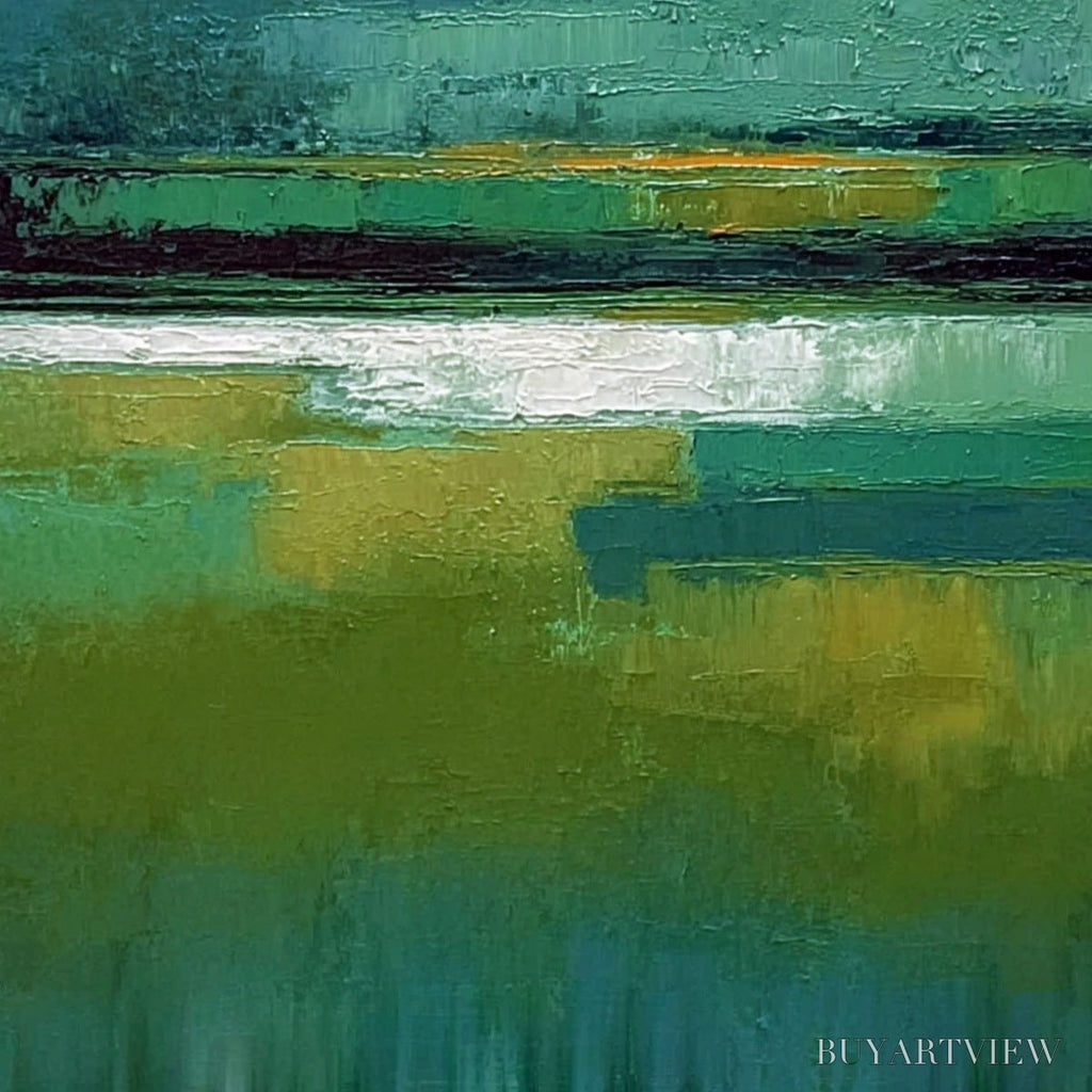 ARTOVITAS Verdant Horizon – Textured Wabi Sabi Abstract Landscape Painting - image 3
