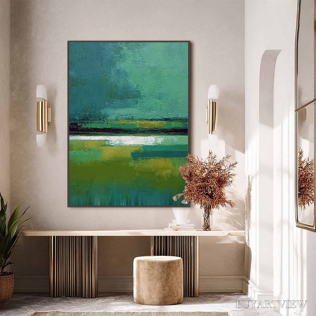ARTOVITAS Verdant Horizon – Textured Wabi Sabi Abstract Landscape Painting - image 6