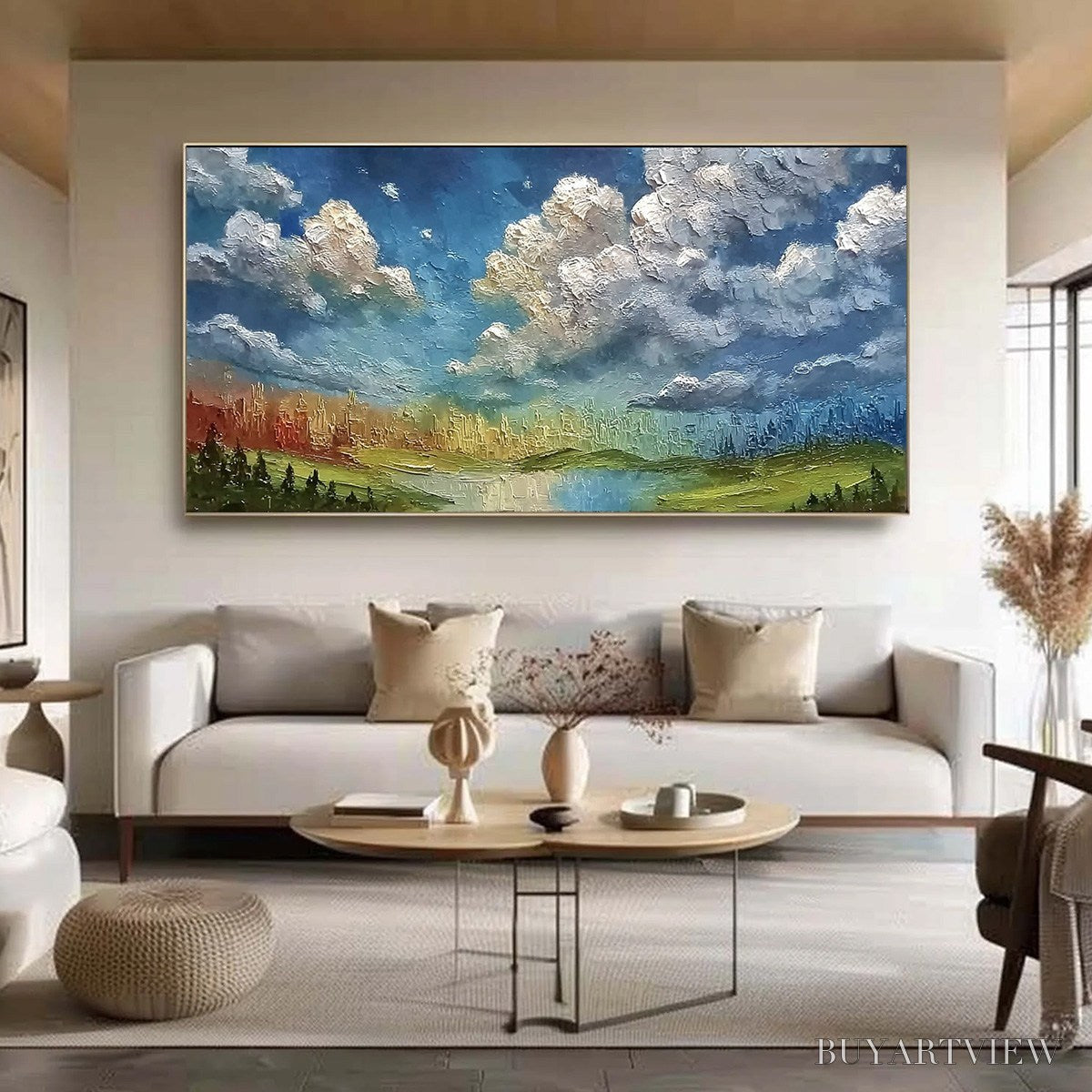 ARTOVITAS Chromatic Horizon – Large Textured Abstract Cityscape Landscape Painting - image 2