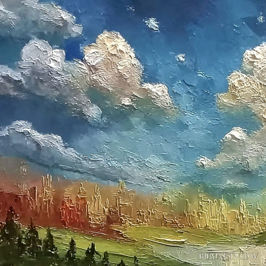 ARTOVITAS Chromatic Horizon – Large Textured Abstract Cityscape Landscape Painting - image 3