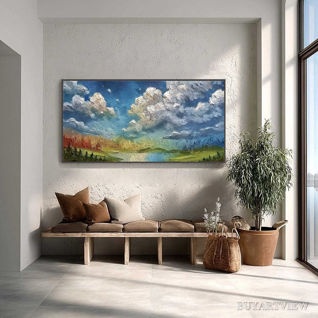 ARTOVITAS Chromatic Horizon – Large Textured Abstract Cityscape Landscape Painting - image 4