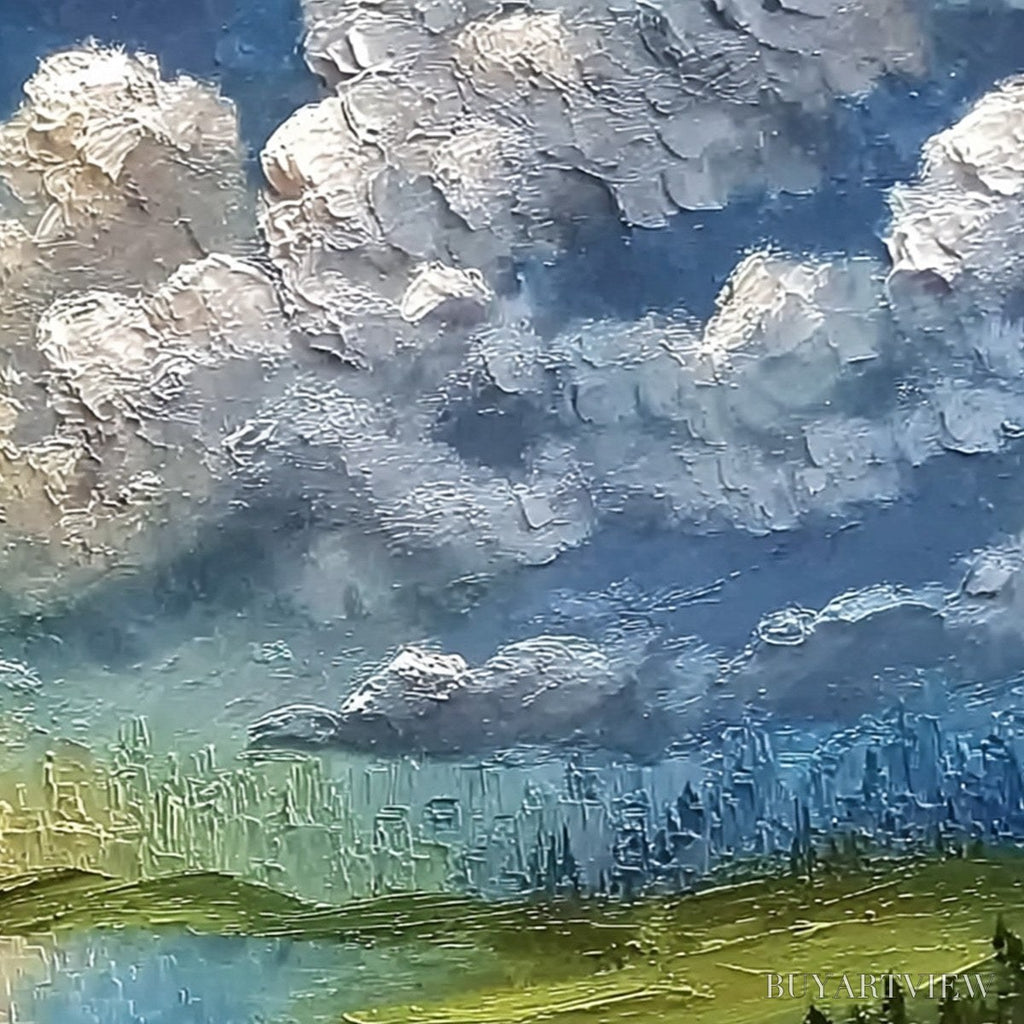 ARTOVITAS Chromatic Horizon – Large Textured Abstract Cityscape Landscape Painting - image 5