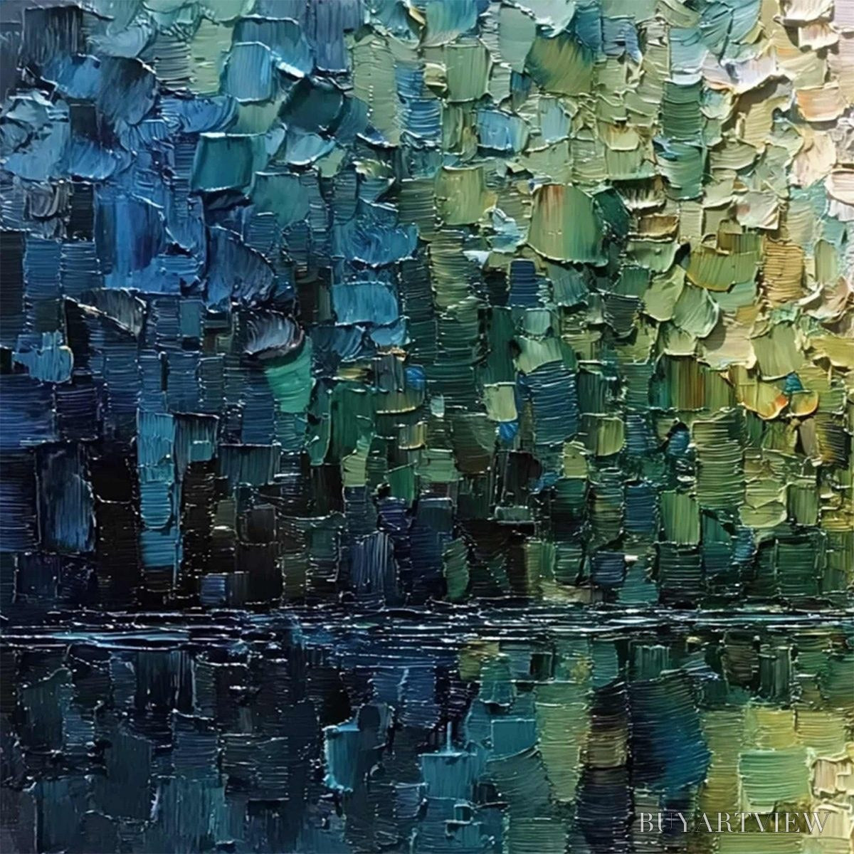 ARTOVITAS Aurora'S Reflection – Heavily Textured Abstract Impasto Landscape Painting - image 3