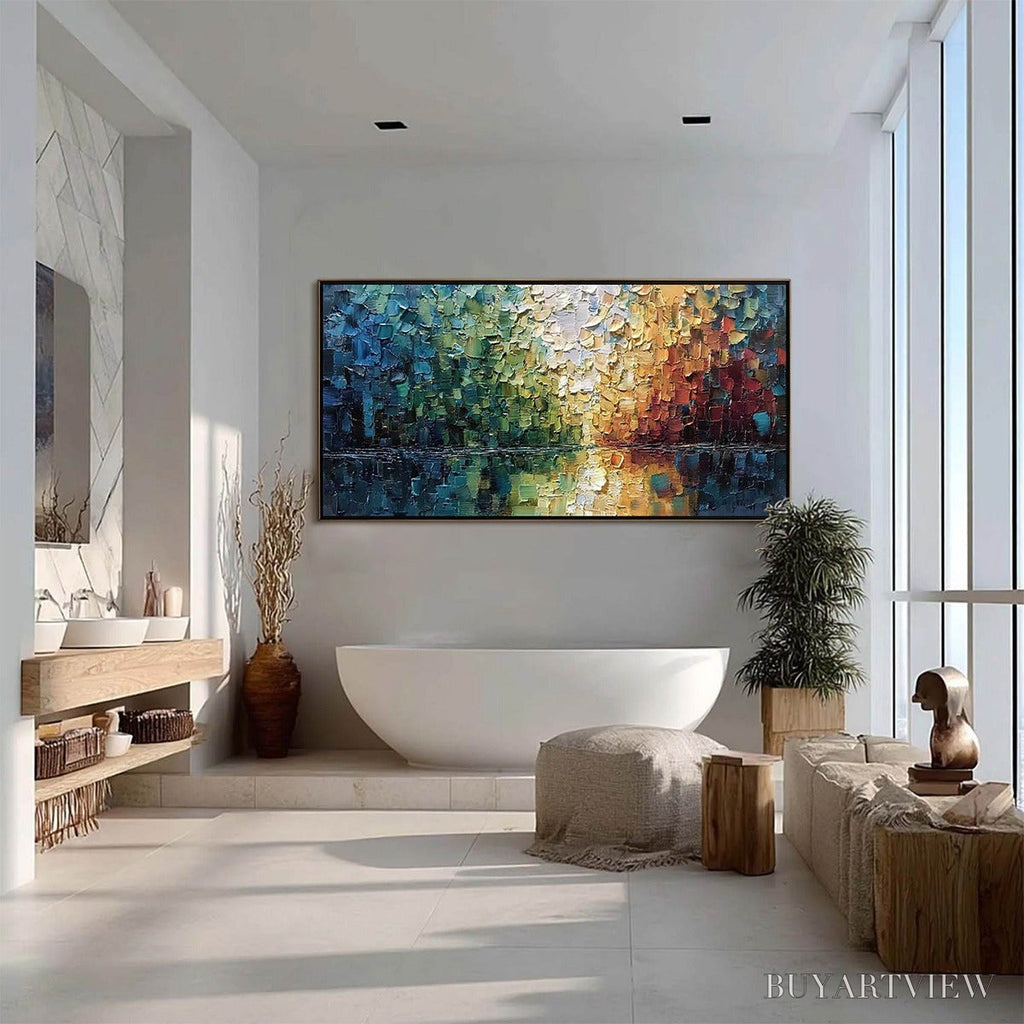 ARTOVITAS Aurora'S Reflection – Heavily Textured Abstract Impasto Landscape Painting - image 6