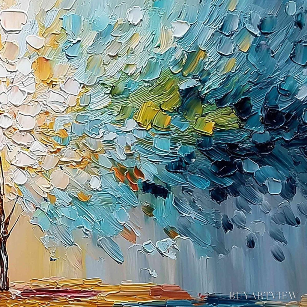 ARTOVITAS Spectrum of Life – Colorful Abstract Tree Impasto Palette Knife Painting - image 5