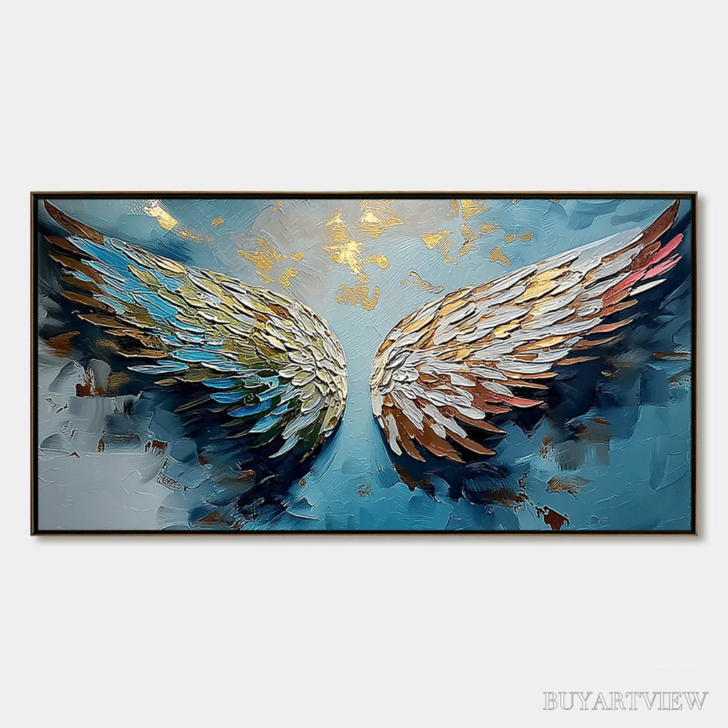ARTOVITAS Ascension Abstract Angel Wings Textured Oil Painting On Canvas - image 1