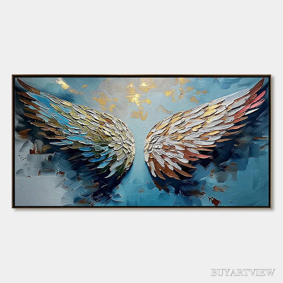 ARTOVITAS Ascension Abstract Angel Wings Textured Oil Painting On Canvas - image 1