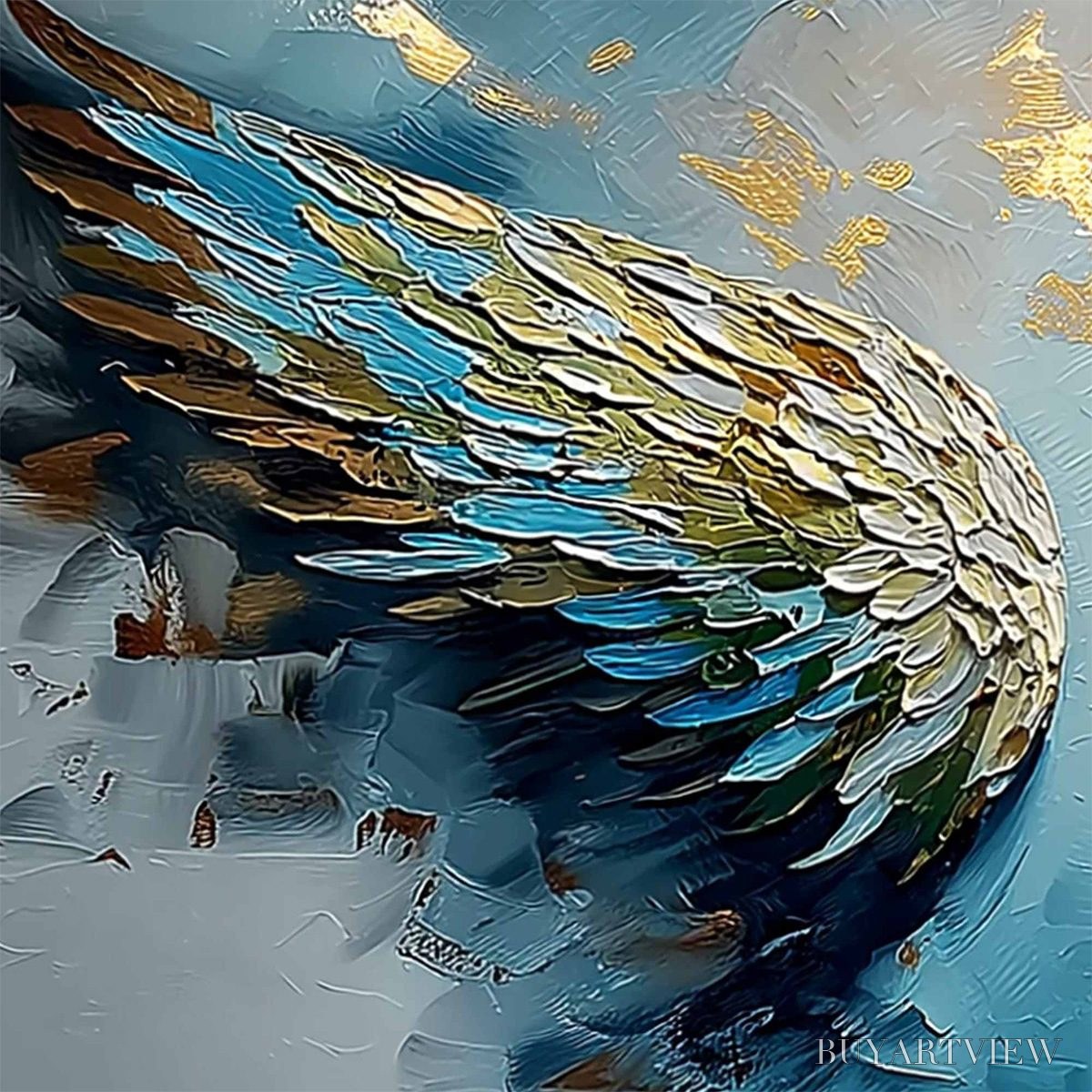 ARTOVITAS Ascension Abstract Angel Wings Textured Oil Painting On Canvas - image 3