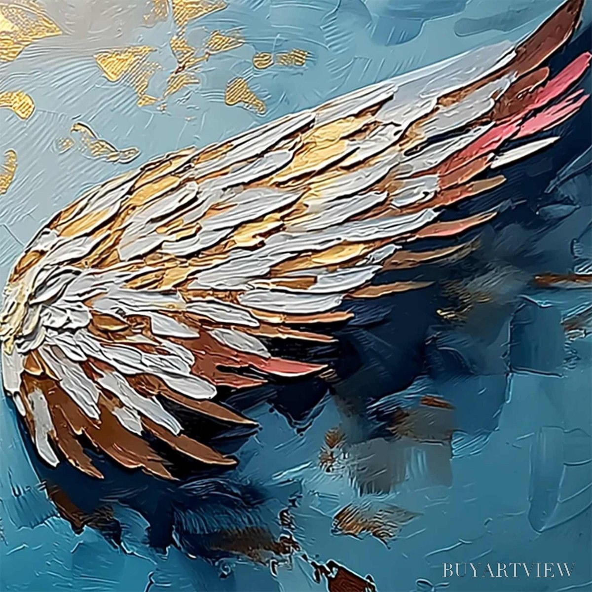 ARTOVITAS Ascension Abstract Angel Wings Textured Oil Painting On Canvas - image 5