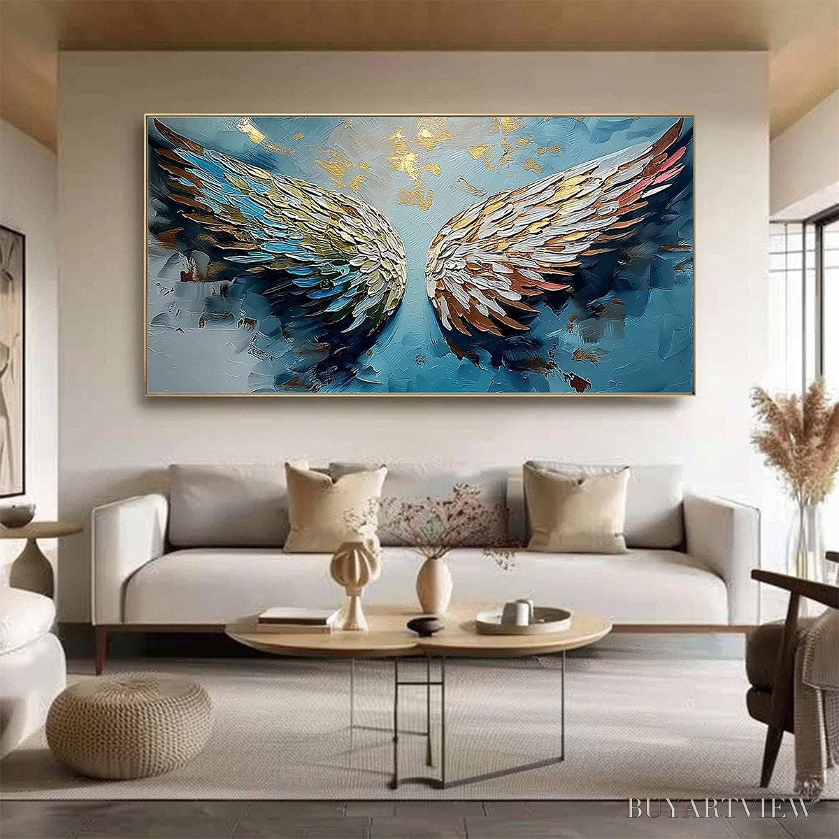 ARTOVITAS Ascension Abstract Angel Wings Textured Oil Painting On Canvas - image 6