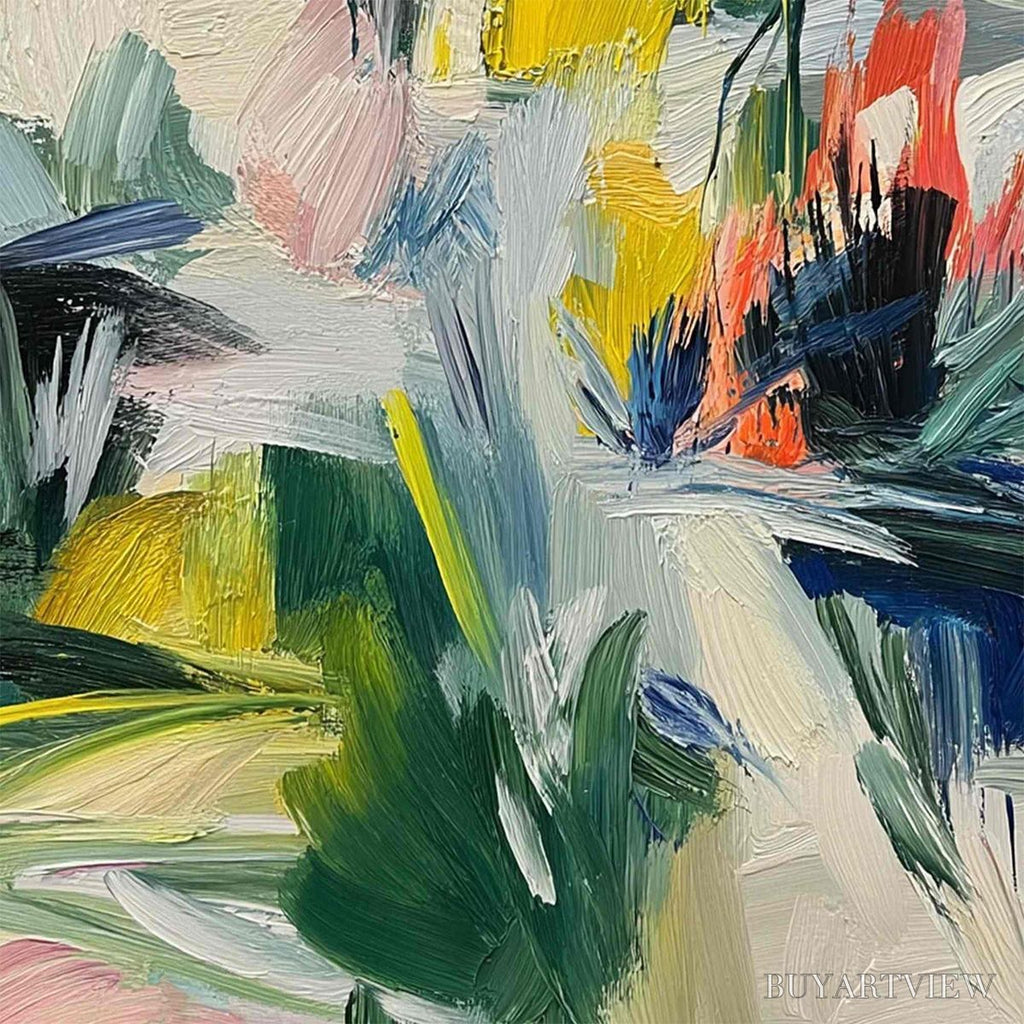 ARTOVITAS Verdant Rhythm – Vibrant Abstract Landscape Oil Painting with Textured Brushstrokes - image 5