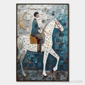ARTOVITAS Moonlit Odyssey – Textured Figurative Painting of a Man on Horseback - image 1