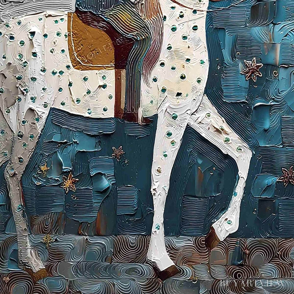 ARTOVITAS Moonlit Odyssey – Textured Figurative Painting of a Man on Horseback - image 5