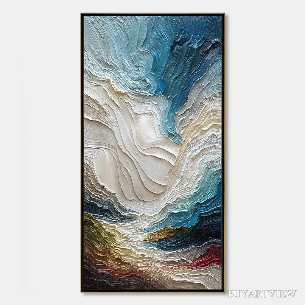 ARTOVITAS Stratum – Vertical Abstract Impasto Landscape Painting - image 1