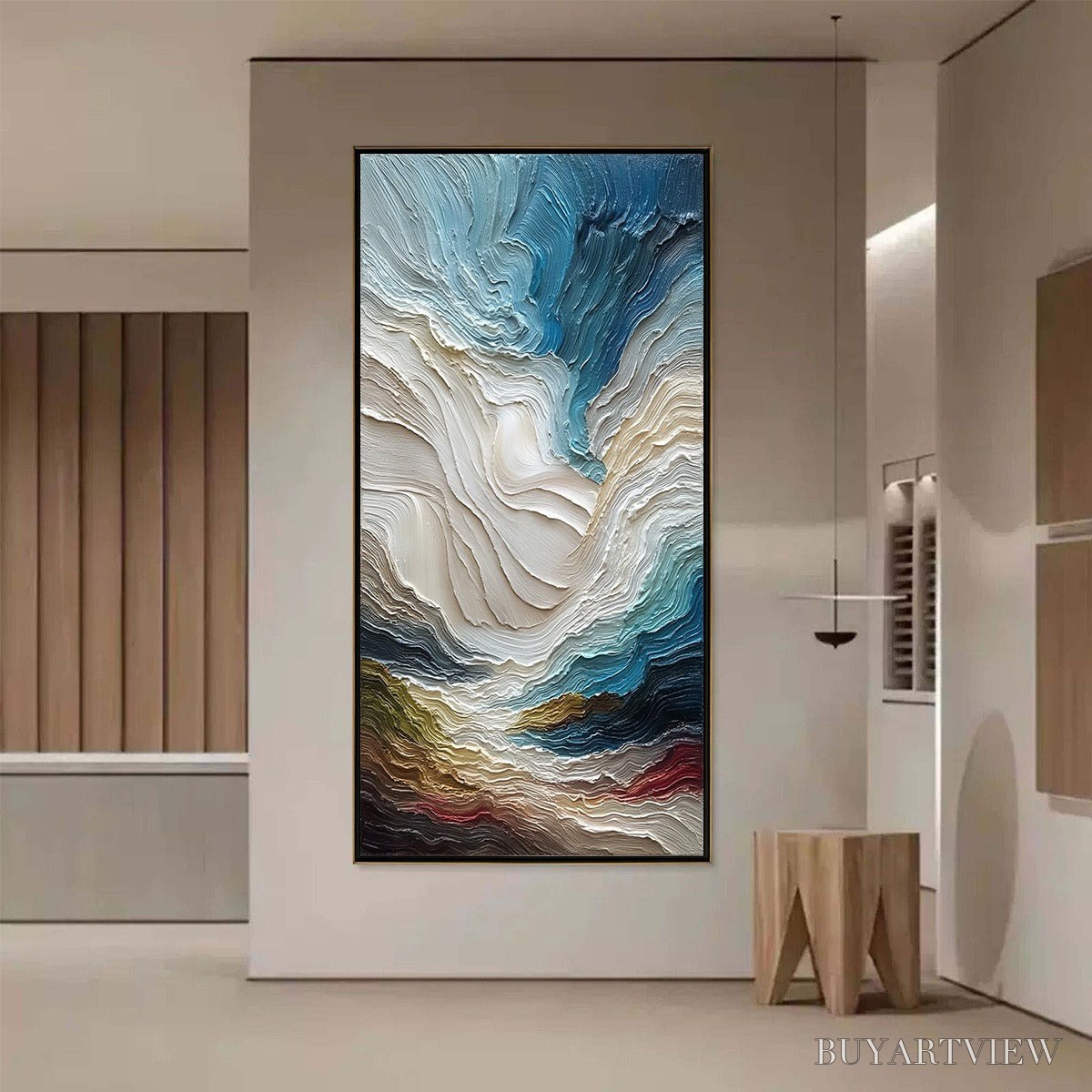 ARTOVITAS Stratum – Vertical Abstract Impasto Landscape Painting - image 4