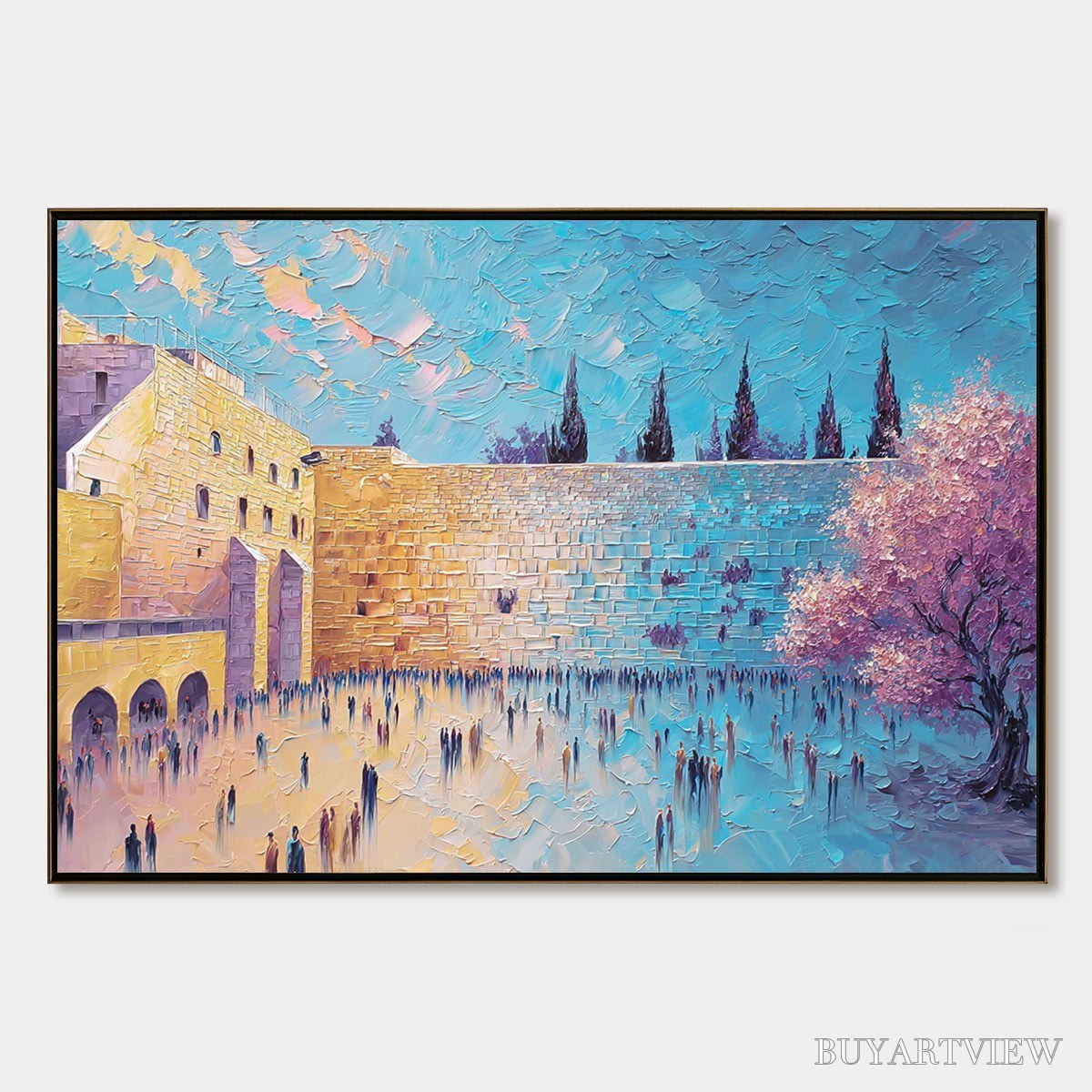 ARTOVITAS Eternal Prayer – Textured Impasto Painting of Jerusalem's Western Wall - image 1