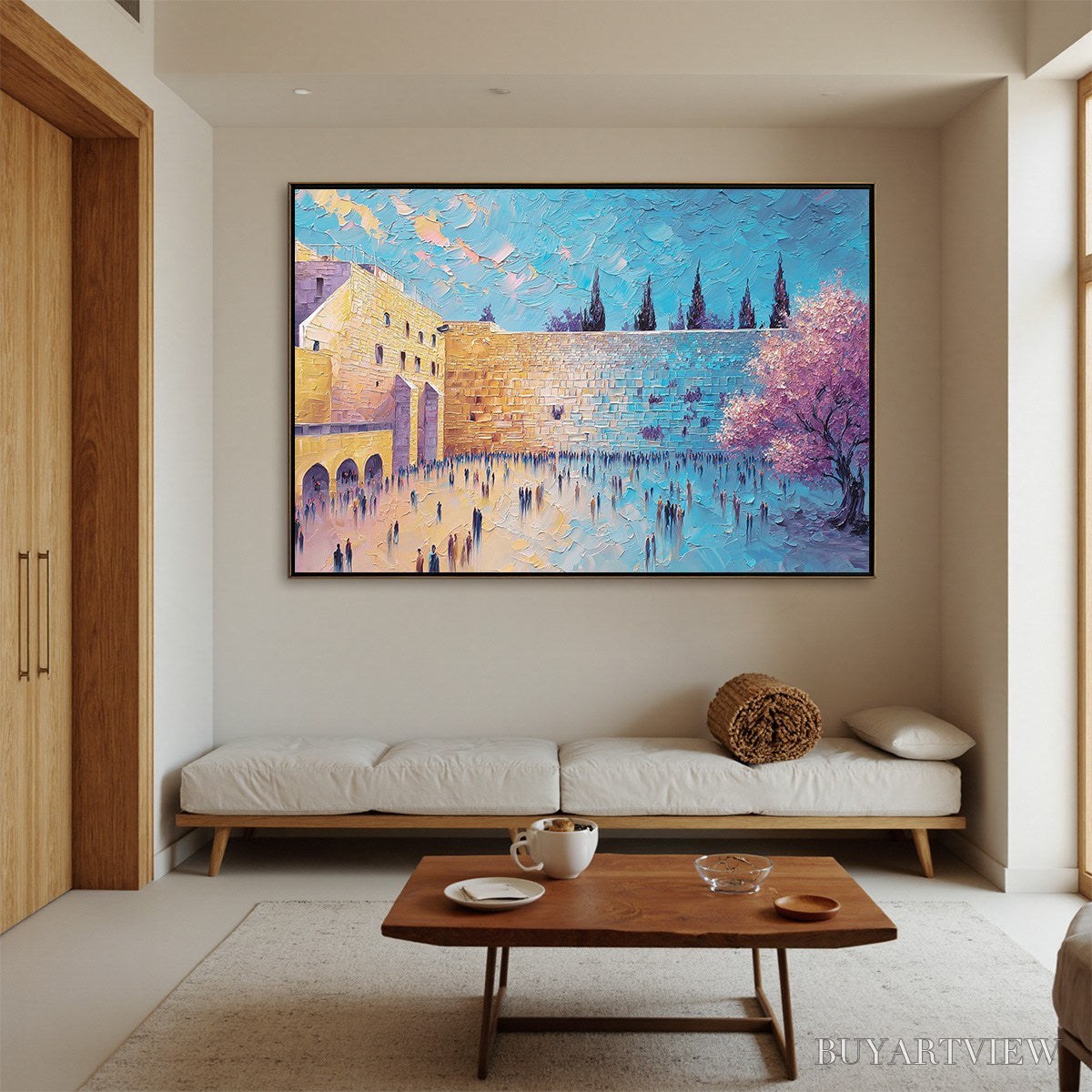 ARTOVITAS Eternal Prayer – Textured Impasto Painting of Jerusalem's Western Wall - image 2