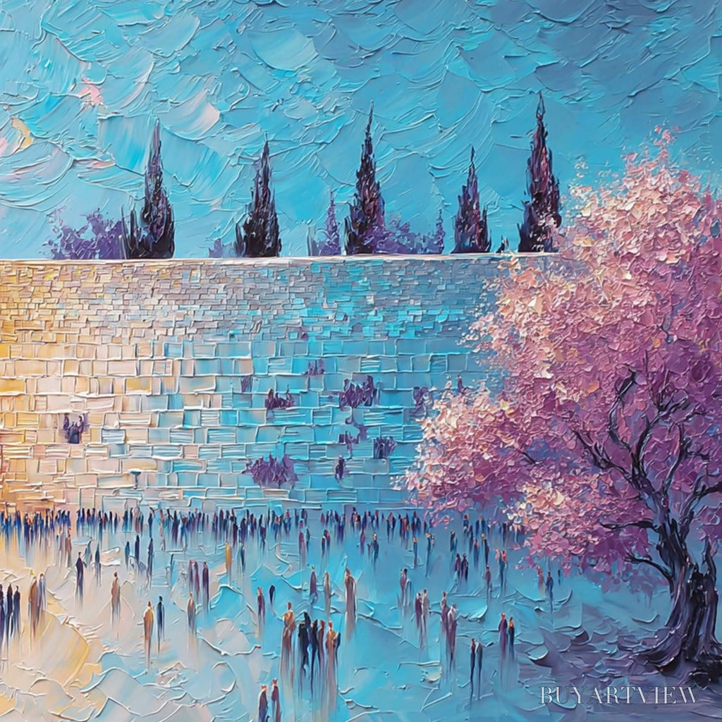 ARTOVITAS Eternal Prayer – Textured Impasto Painting of Jerusalem's Western Wall - image 3