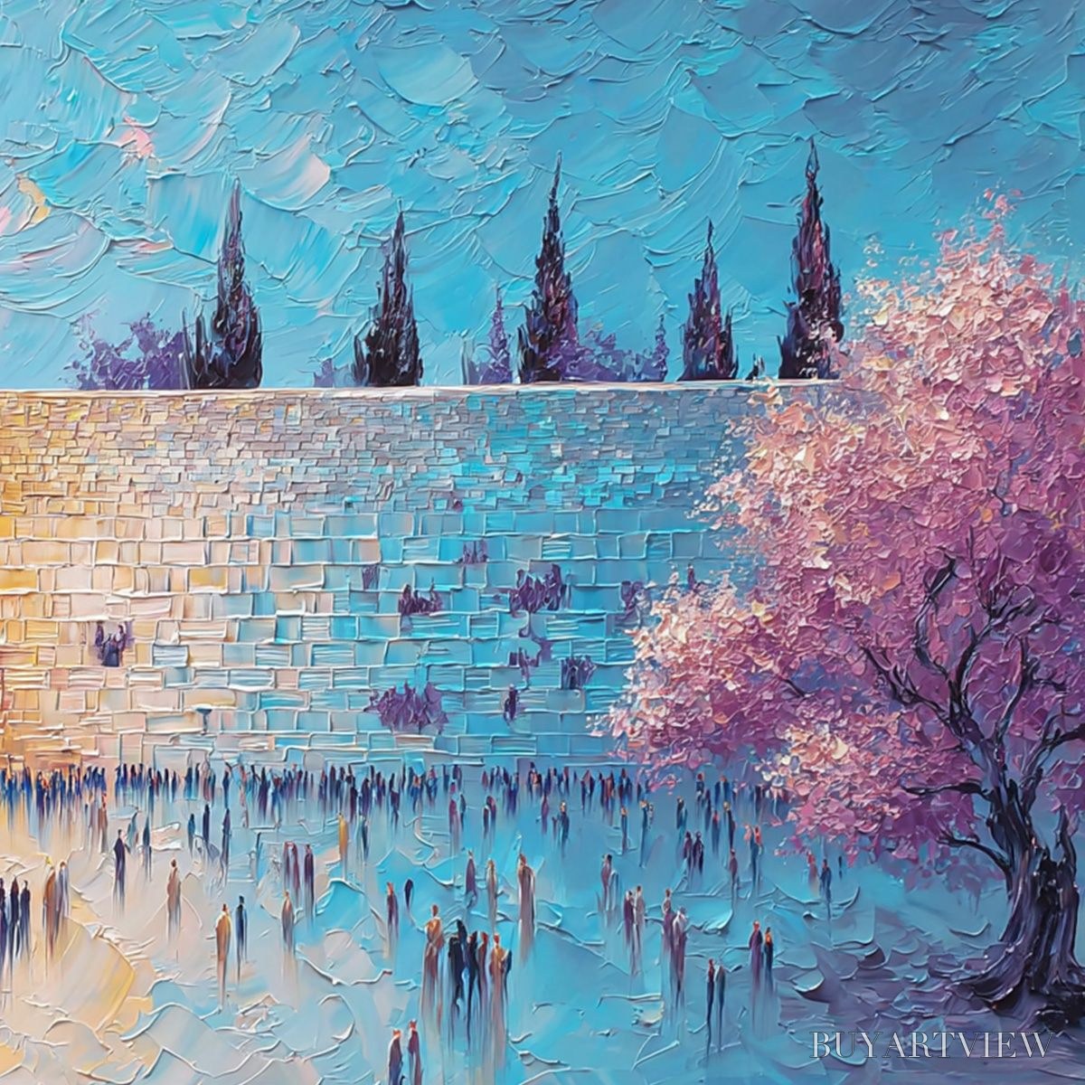 ARTOVITAS Eternal Prayer – Textured Impasto Painting of Jerusalem's Western Wall - image 3