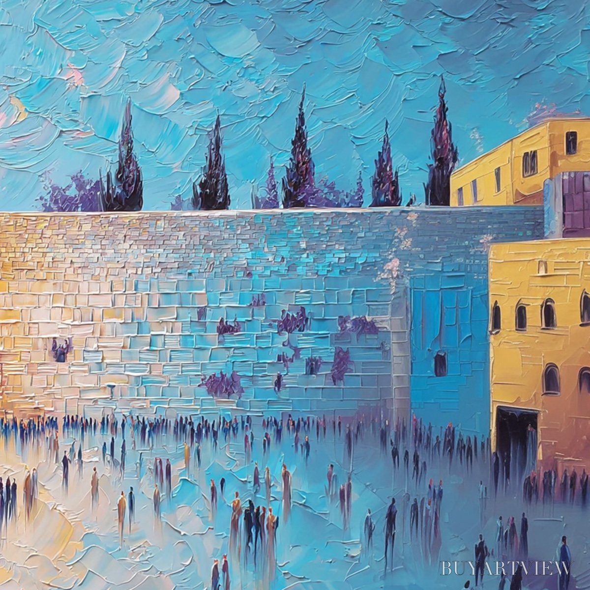 ARTOVITAS Prayer'S Echo – Heavily Textured Impasto Painting of Jerusalem's Western Wall - image 3
