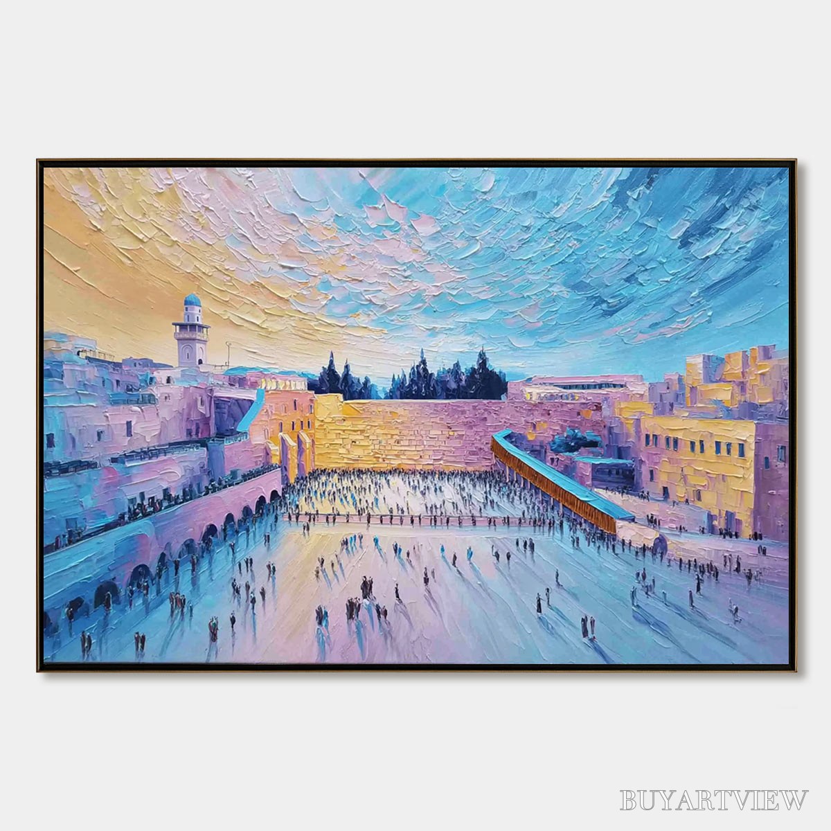 ARTOVITAS Western Wall'S Embrace – Heavily Textured Impasto Jerusalem Cityscape Painting - image 1