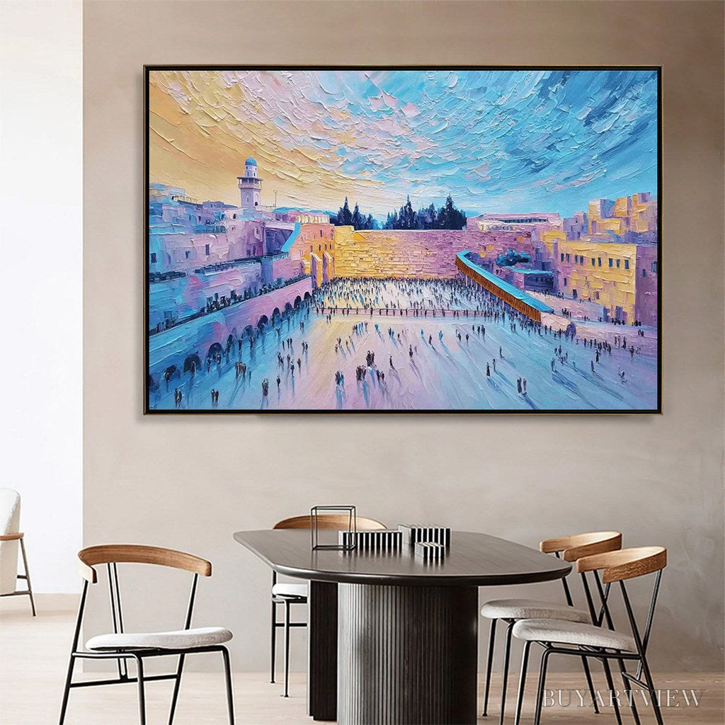 ARTOVITAS Western Wall'S Embrace – Heavily Textured Impasto Jerusalem Cityscape Painting - image 2