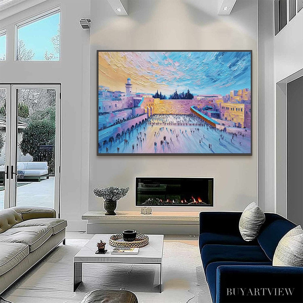 ARTOVITAS Western Wall'S Embrace – Heavily Textured Impasto Jerusalem Cityscape Painting - image 4