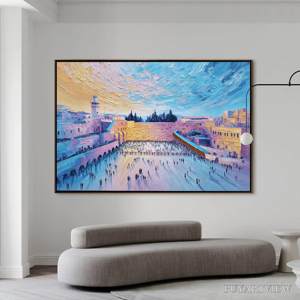 ARTOVITAS Western Wall'S Embrace – Heavily Textured Impasto Jerusalem Cityscape Painting - image 6