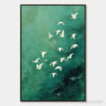 ARTOVITAS Celestial Journey | Green Crane Abstract Vertical Oil Painting - image 1