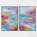 ARTOVITAS Morning Rapture – Colorful Abstract Cloudscape Painting Set of 2 - image 1